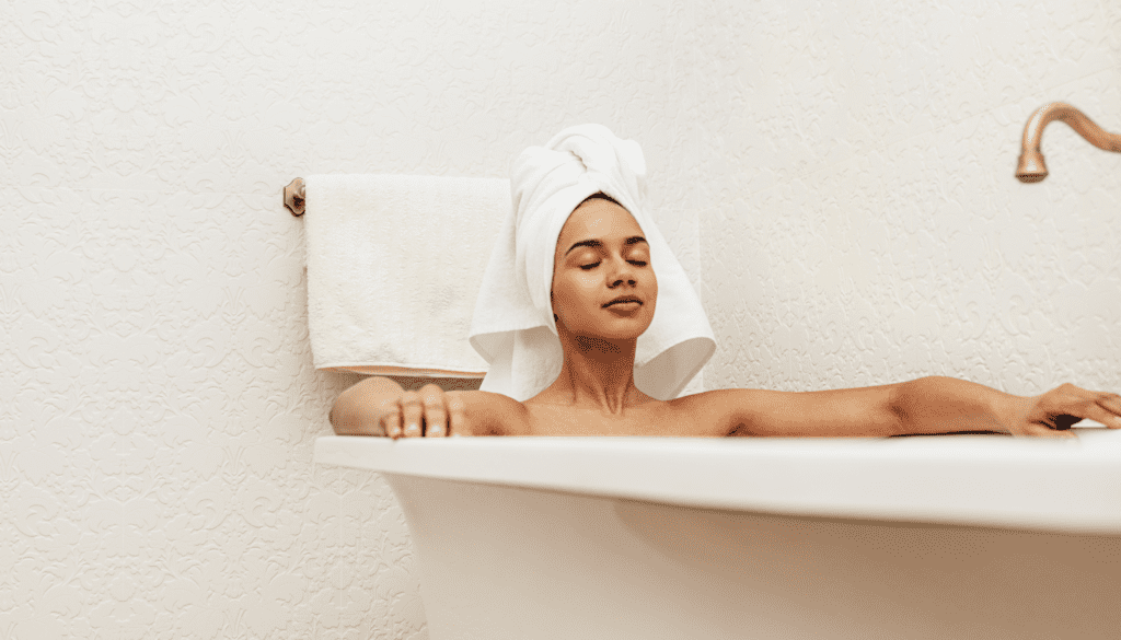 bath tub towel self love care relax sleep