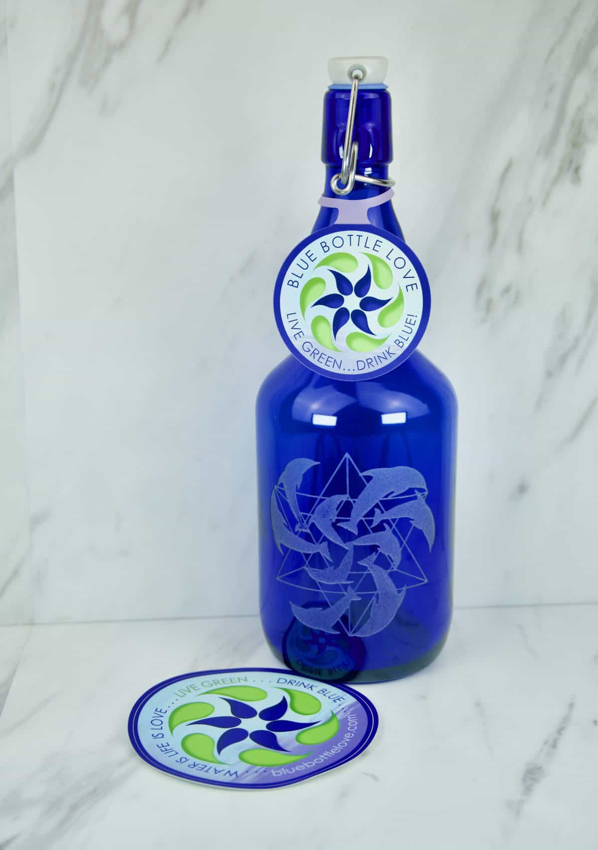 merkaba dolphins symbol blue bottle